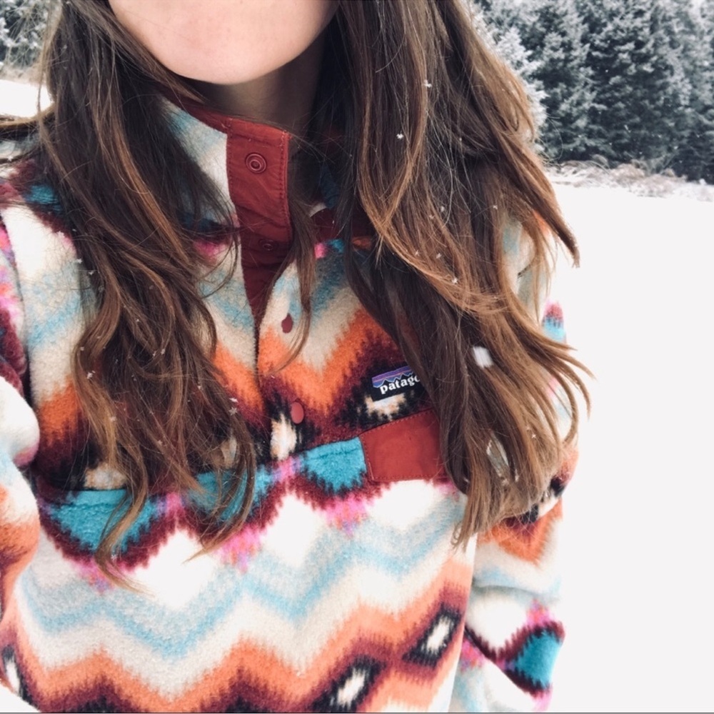 Patagonia Synchilla Snap T Fleece Timber Twist Aztec Pullover Cinder Red Sz M - Picture 7 of 17